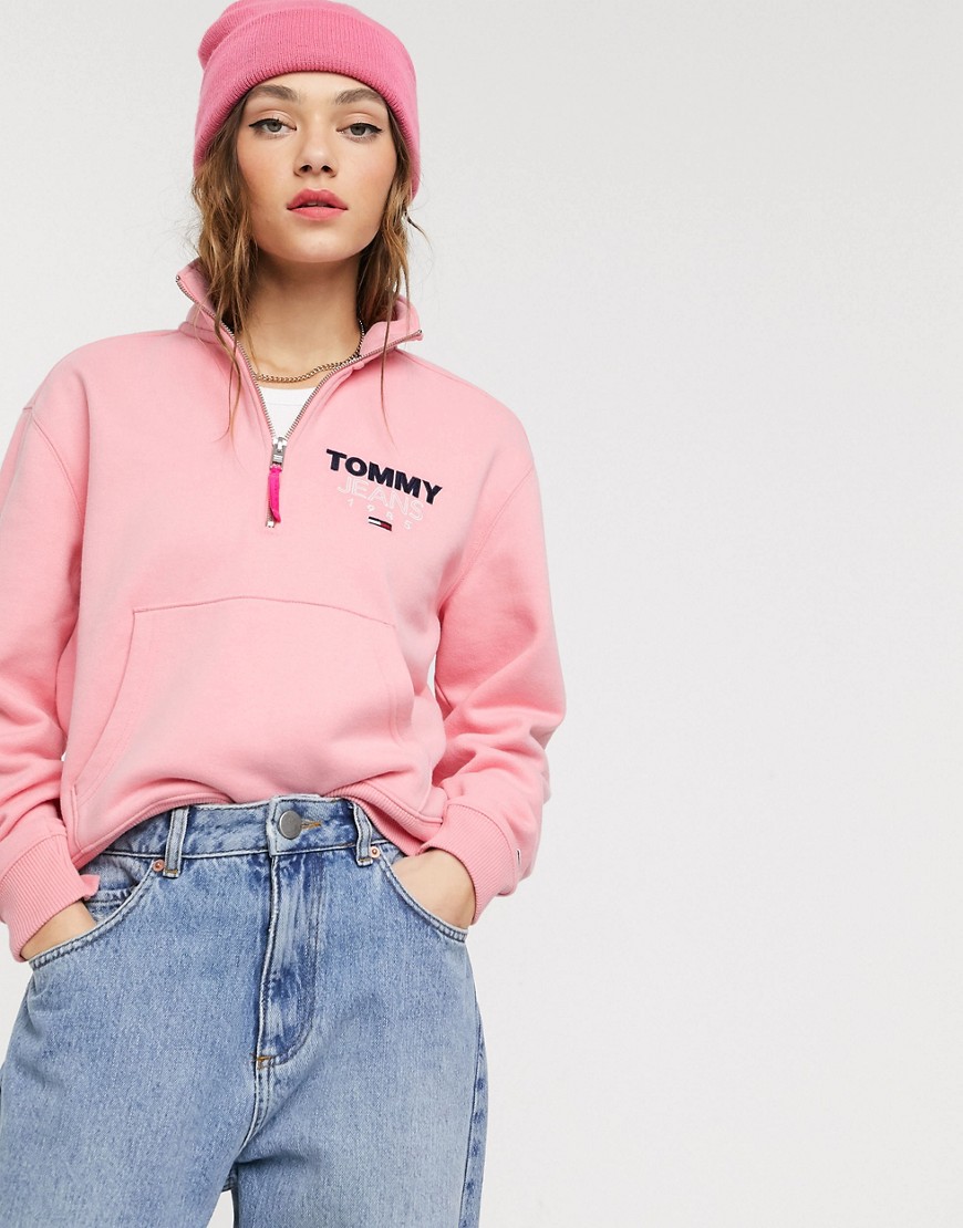 Tommy Jeans - Sweatshirt med kort lynlås-Pink
