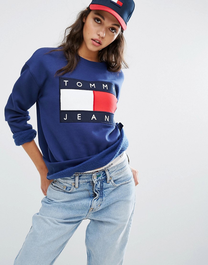 Tommy Jeans - Sweatshirt med logo-Blå