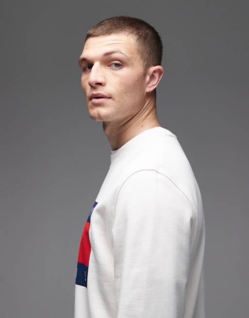 Tommy Jeans - Sweatshirt met grote Flag in wit, 4 van 5