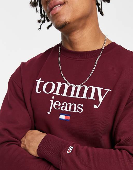 Tommy Jeans - Sweatshirt met modern corp-logo in bordeauxrood, 4 van 4