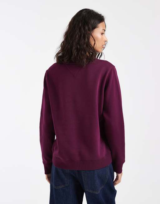 Tommy Jeans Sweatshirt mit Flaggen-Logo und Rundhalsausschnitt in Burgunderrot, 4 von 4