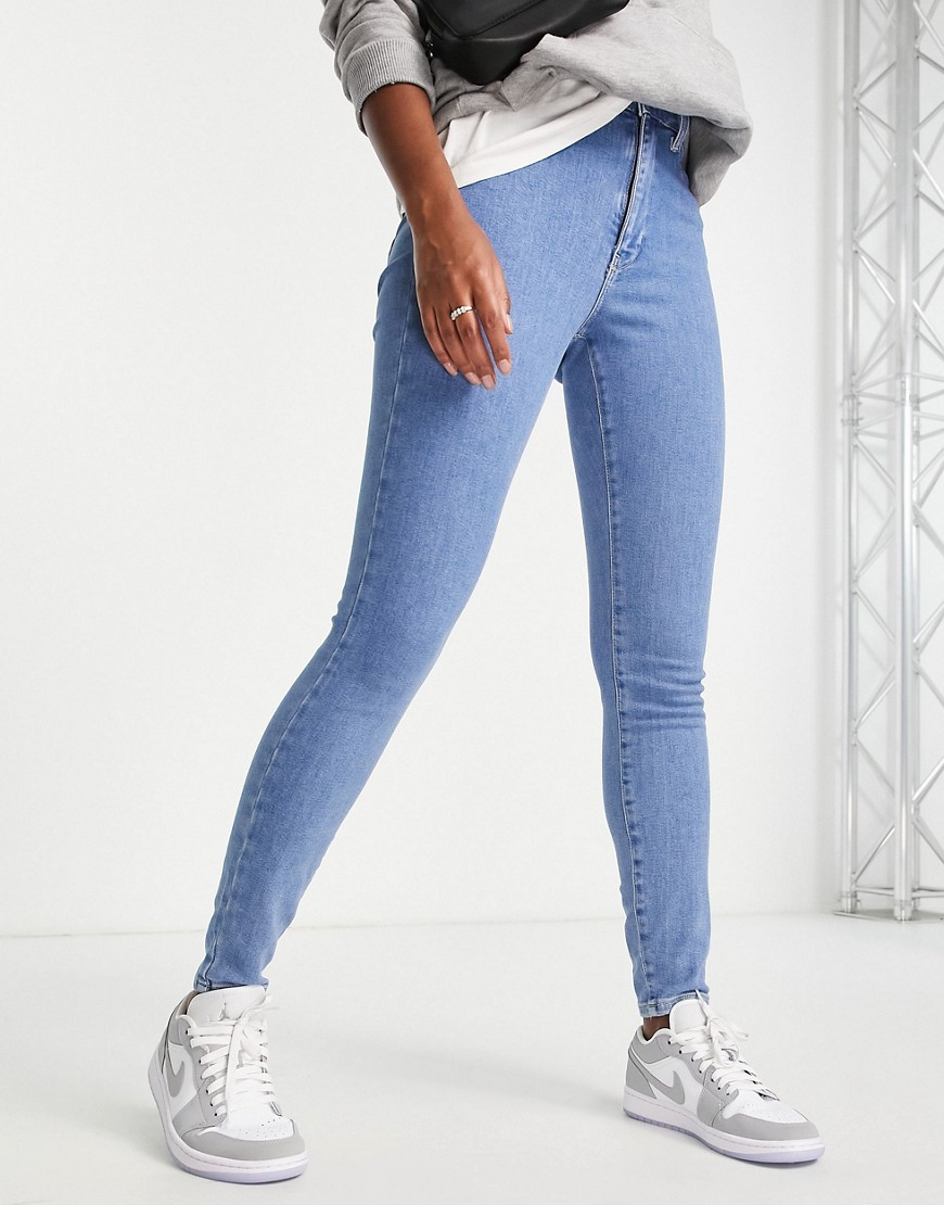 tommy jeans sylvia high rise super skinny jean in mid wash-blue