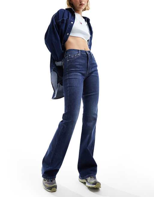 High-waist flared jeans