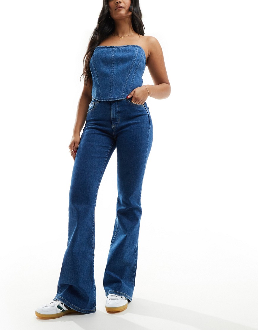 Tommy Jeans Sylvia high waisted flared jeans in mid wash-Blue
