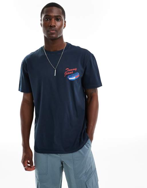Tommy Jeans T shirt a imprime hot dog au dos Bleu marine ASOS