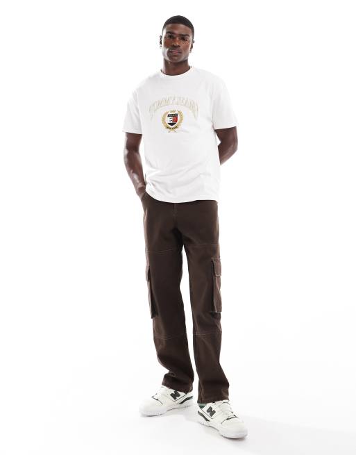 Tommy Jeans - T-shirt à logo doré - Blanc cassé, 4 de 4