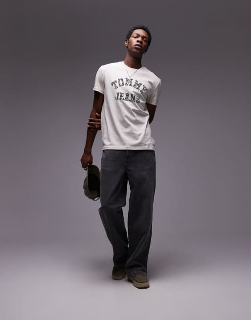 Tommy Jeans - T-shirt à logo universitaire motif cachemire - Blanc cassé, 2 de 4