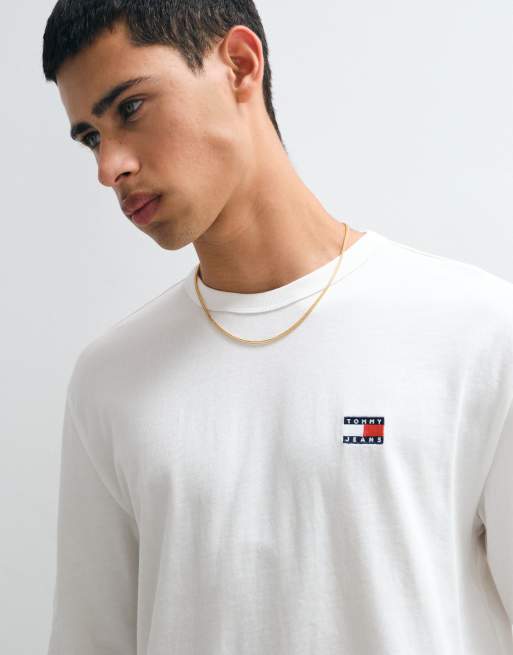Tommy Jeans - T-shirt à manches longues avec logo à écusson - Blanc, 5 de 5