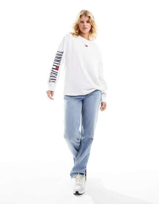 Tommy Jeans - T-shirt à manches longues - Blanc, 3 de 4