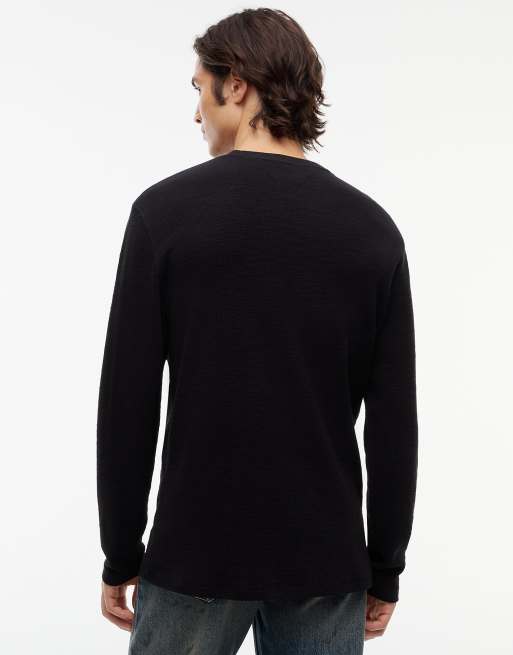 Tommy Jeans T-shirt à manches longues en maille gaufrée avec logo noir, 4 de 6