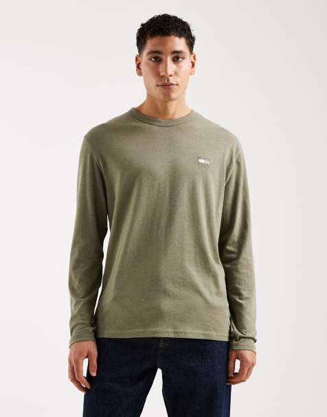 Tommy Jeans - T-shirt a maniche lunghe kaki con stemma con logo - view 1