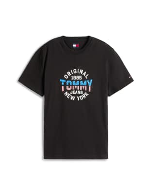 Tommy Jeans - T-shirt à motif USA circulaire - Noir