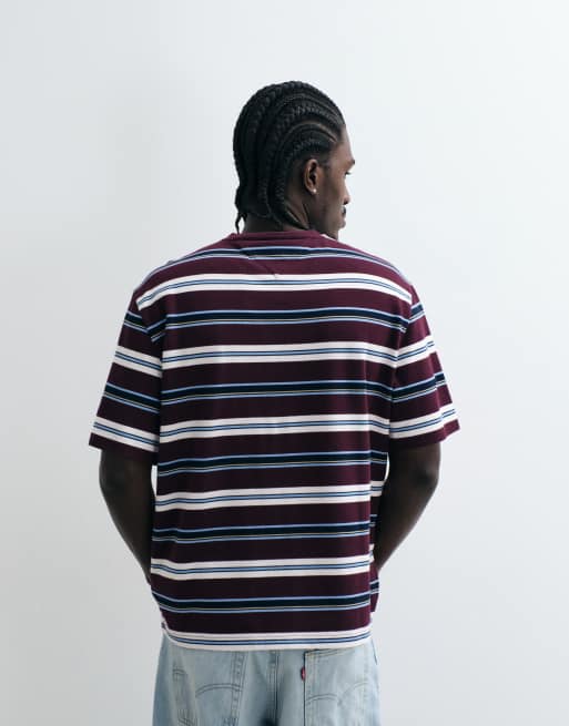 Tommy Jeans - T-shirt à rayures avec logo badge - Bordeaux, 5 de 5