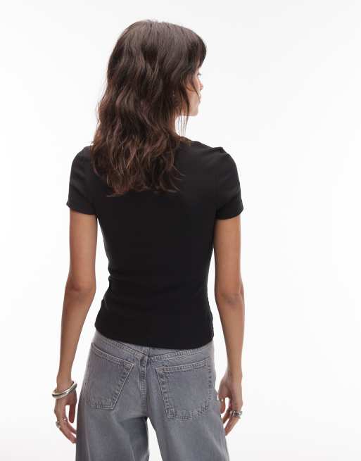 Tommy Jeans - T-shirt ajusté avec écusson - Noir, 4 de 4