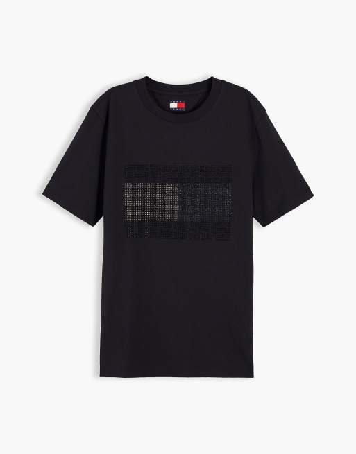 Tommy Jeans t-shirt ample en jersey avec logo strass noir, 5 de 6