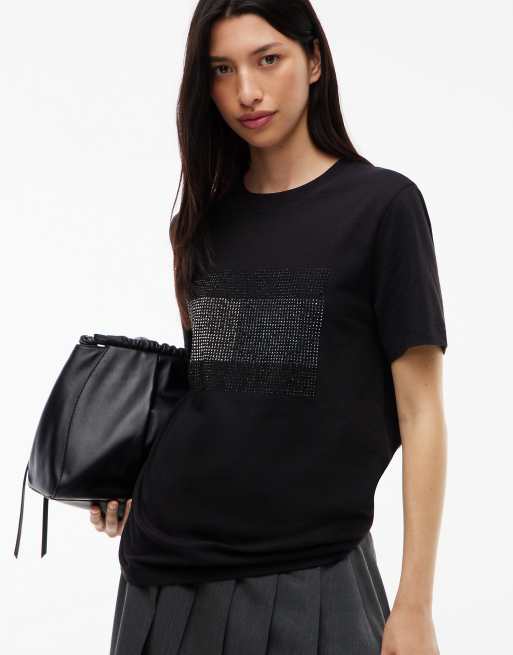 Tommy Jeans T-Shirt aus Jersey mit Strass-Logo in Schwarz, relaxed, 3 von 6