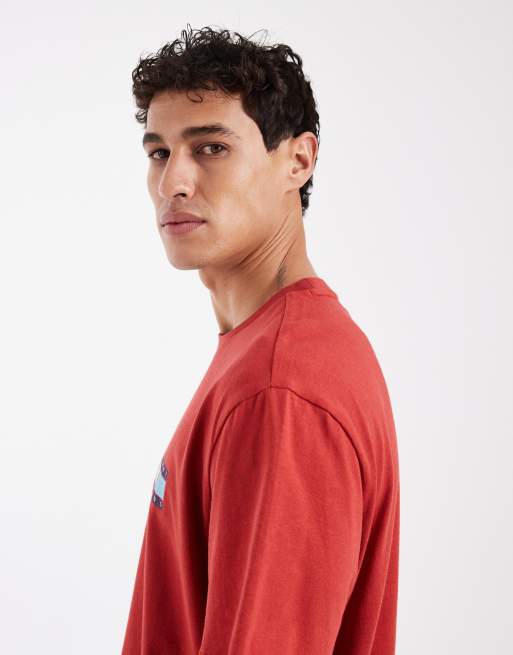 Tommy Jeans - T-shirt avec logo drapeau et sommet de montagne au dos - Rouge, 4 de 5