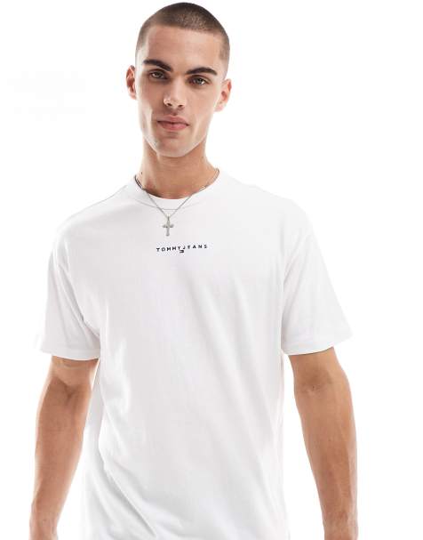 Tommy Jeans - T-shirt avec logo linéaire sur la poitrine - Blanc - view 1