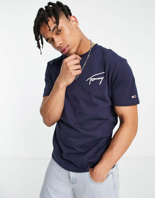 Tommy Jeans - T-shirt avec logo signature - Bleu marine