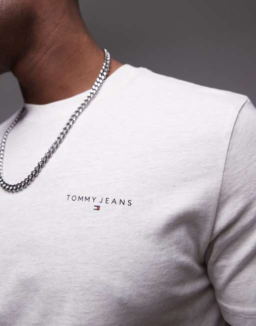Tommy Jeans - T-shirt avena mélange con logo piccolo sul petto, 3 di 4