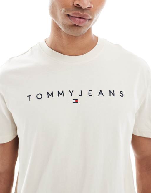 Tommy Jeans - T-shirt beige con logo lineare, 5 di 5