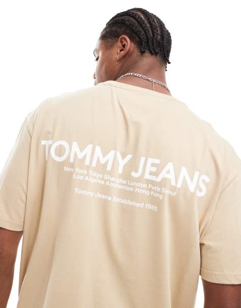 Tommy Jeans - T-shirt beige con stampa lineare classica sul retro - view 1