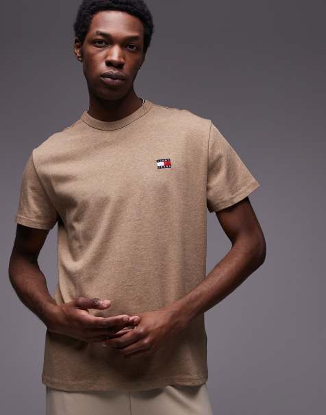 Tommy Jeans - T-shirt beige mélange regular con toppa con logo - view 1