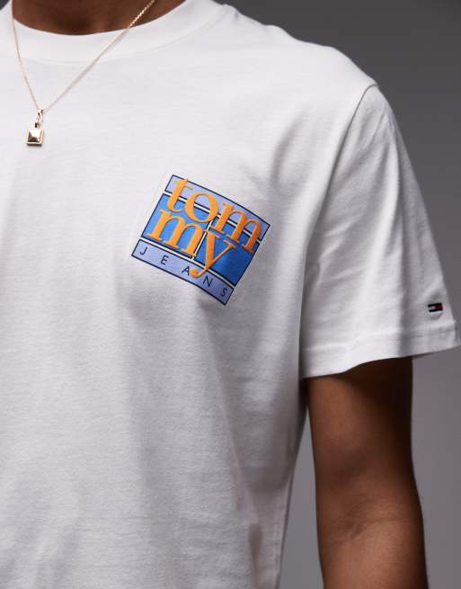Tommy Jeans - T-shirt bianca con logo diagonale a bandiera, 5 di 5