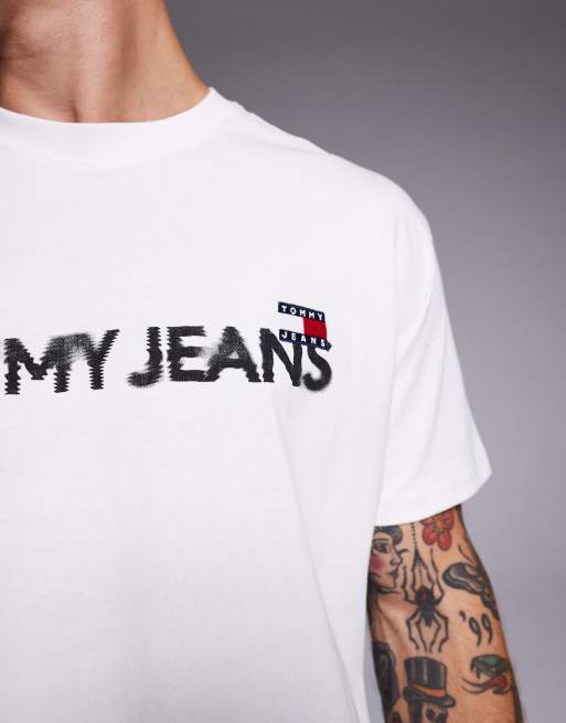 Tommy Jeans - T-shirt bianca con logo sfocato, 3 di 5