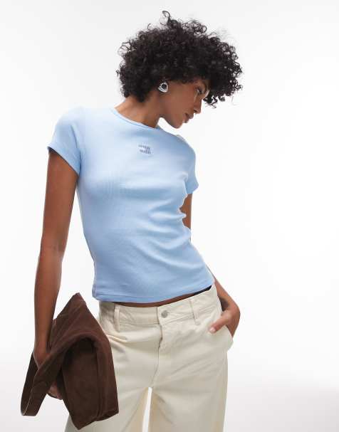 Tommy Jeans - T-shirt blu chiaro con stemma tono su tono - view 1