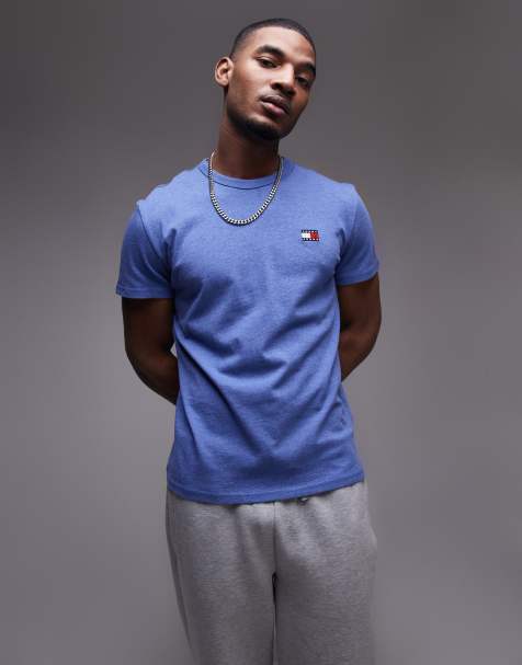 Tommy Jeans - T-shirt blu mélange con logo regular fit - view 1