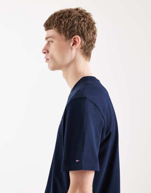 Tommy Jeans - T-shirt blu navy block anni '90, 4 di 5