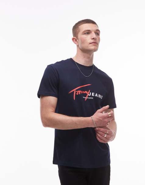 Tommy Jeans - T-shirt blu navy con logo e firma rossa - view 1