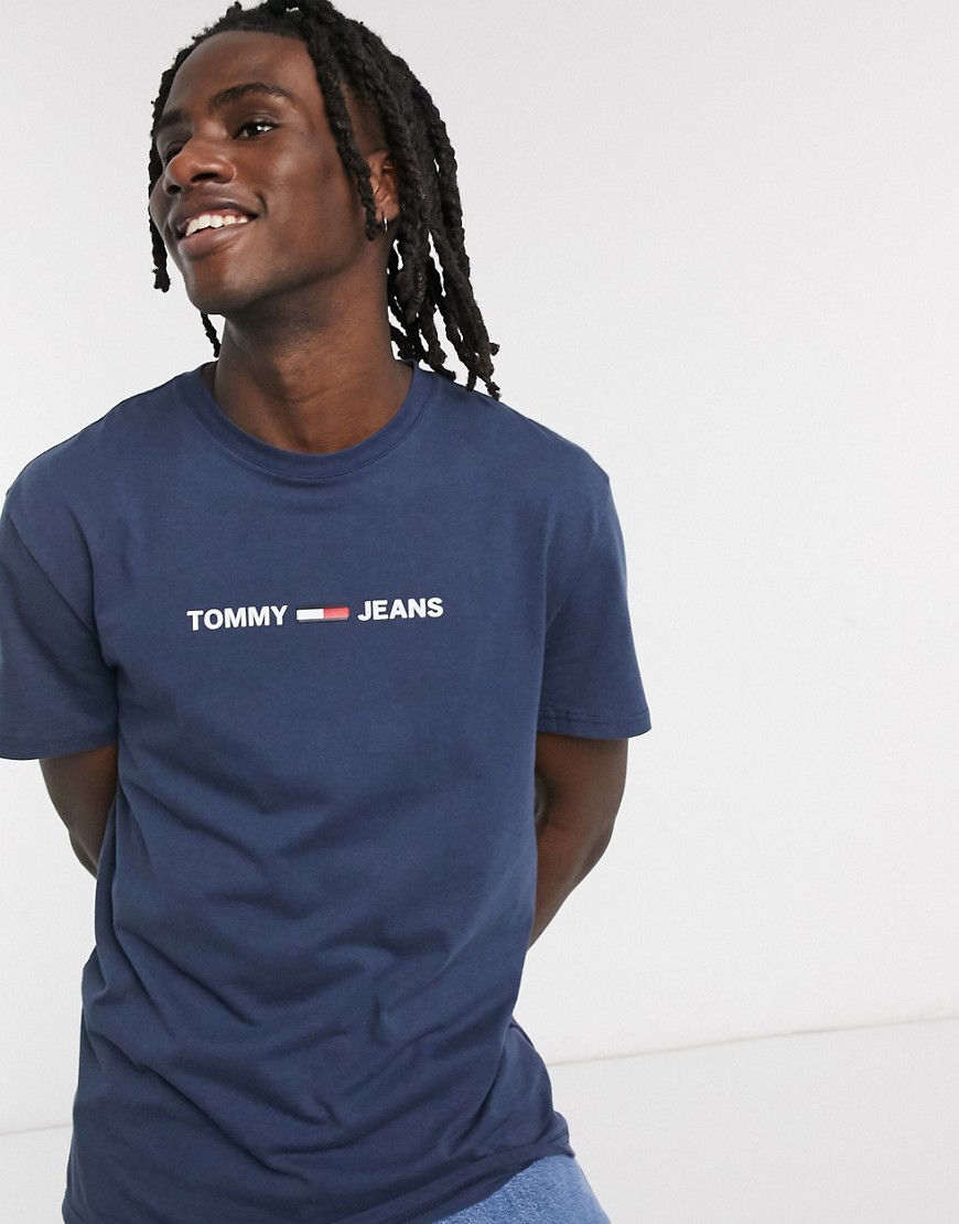 Tommy Jeans - T-shirt blu navy con piccolo logo sul petto