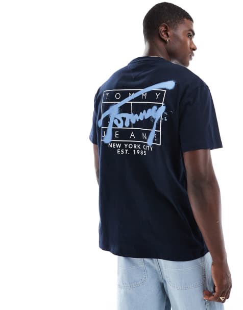 Tommy Jeans - T-shirt blu navy con stampa del logo sul retro stile graffiti - view 1