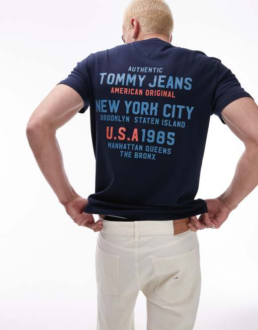 Tommy Jeans - T-shirt blu navy con stampa sul retro e scritta USA, 2 di 5