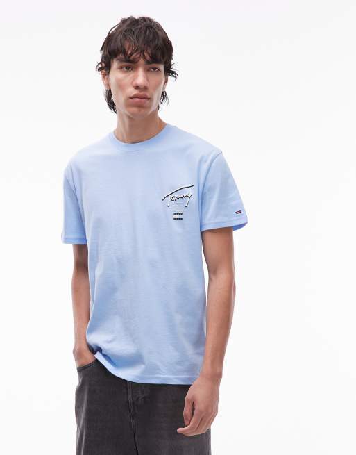 Tommy Jeans - T-shirt blu polvere con logo stampato sul retro, 3 di 5