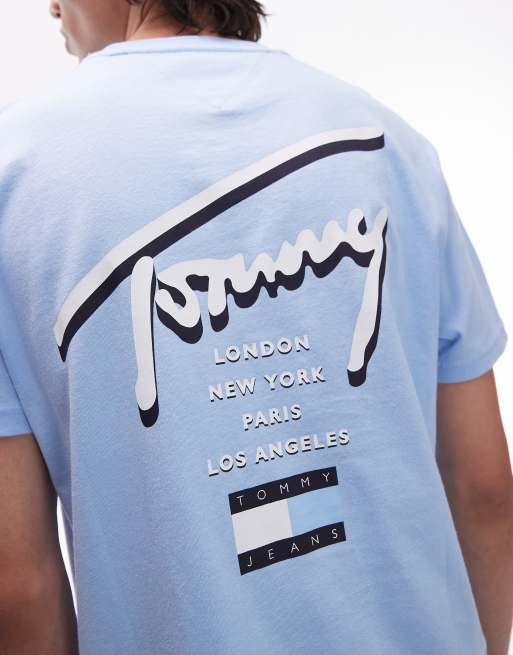 Tommy Jeans - T-shirt blu polvere con logo stampato sul retro, 5 di 5