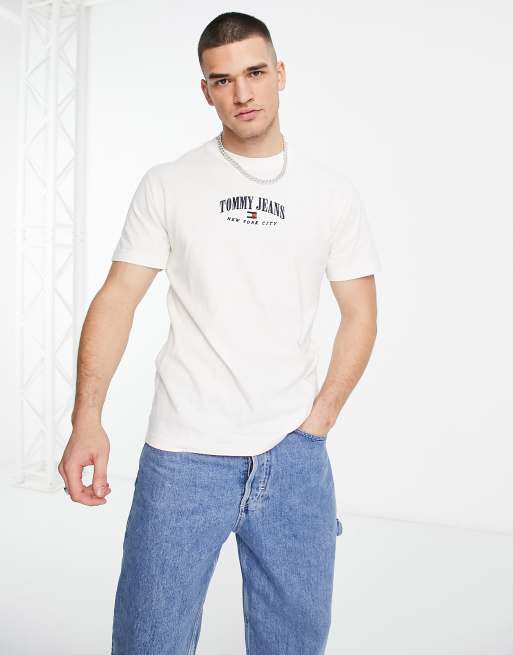 Tommy Jeans - T-shirt classique en coton à petit logo style universitaire - Blanc cassé, 4 de 4