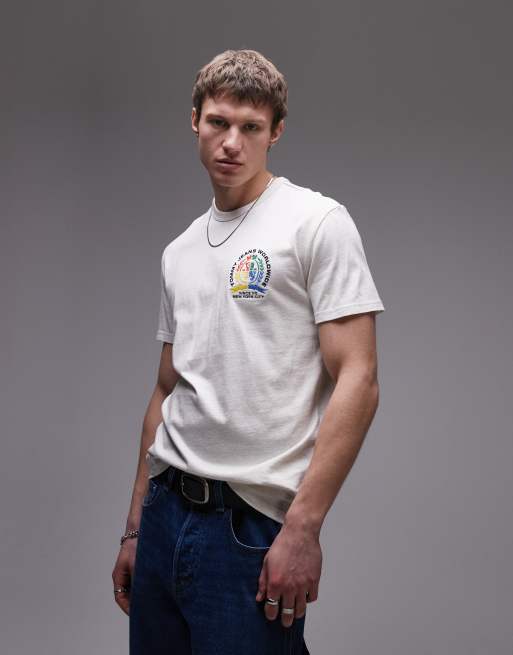 Tommy Jeans - T-shirt color avena mélange con logo colorato a stemma