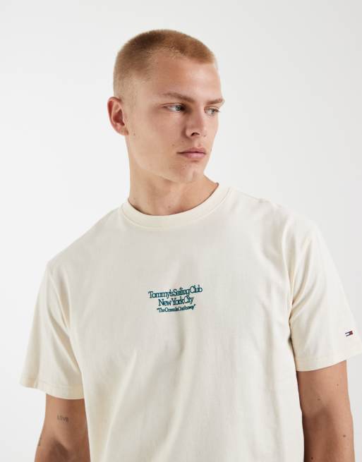 Tommy Jeans - T-shirt comoda beige con stampa di barca a vela sul retro, 2 di 5