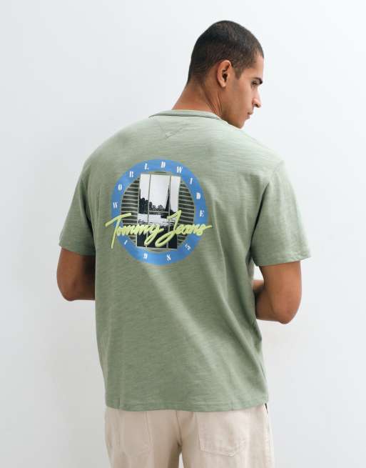 Tommy Jeans - T-shirt comoda kaki con stampa sul retro, 3 di 5