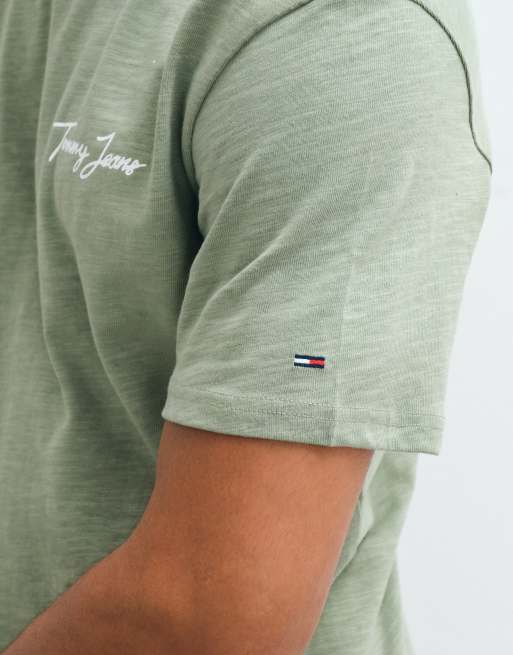 Tommy Jeans - T-shirt comoda kaki con stampa sul retro, 4 di 5