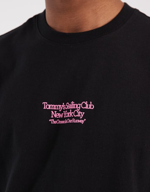 Tommy Jeans - T-shirt comoda nera con stampa di barca a vela sul retro, 5 di 5