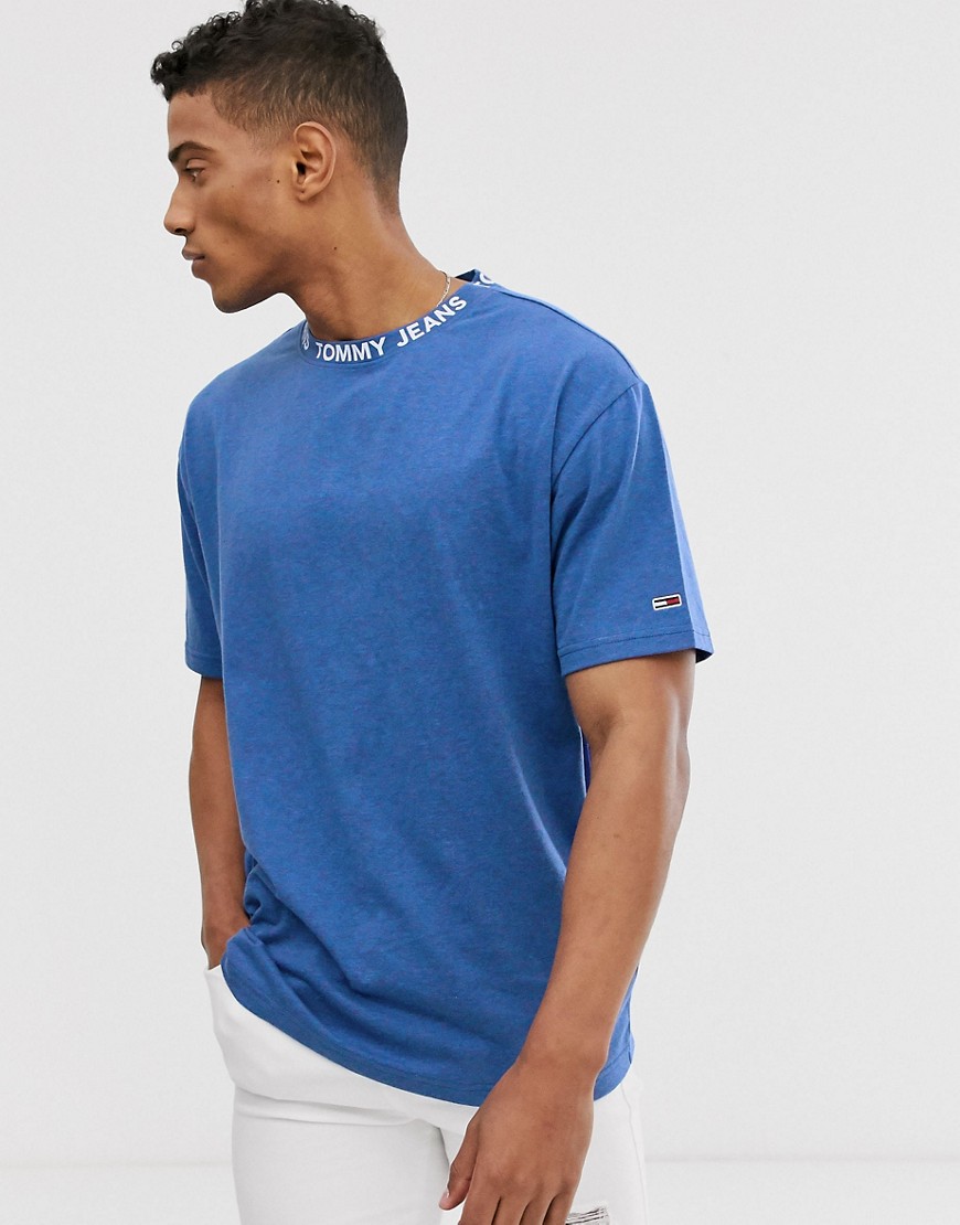 Tommy Jeans - T-shirt con logo sul collo-Blu