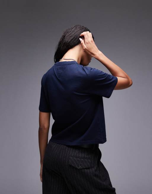 Tommy Jeans - T-shirt coupe carrée avec écusson logo au centre - Bleu marine, 4 de 4