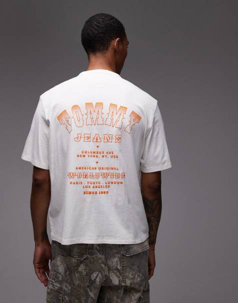 Tommy Jeans - T-shirt coupe carrée avec imprimé style western au dos - Blanc et orange - view 1