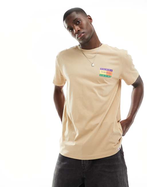 Tommy Jeans - T-shirt coupe classique à motif drapeau - Sable