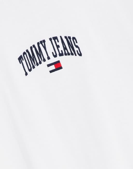 Tommy Jeans - T-shirt coupe skateur à logo style universitaire - Blanc, 3 de 4