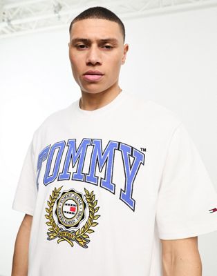 Tommy Jeans skater college logo t-shirt in white - ASOS Price Checker
